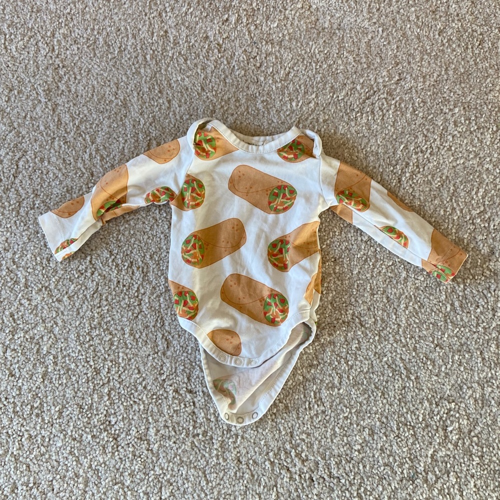 Monica & Andy burrito onesie